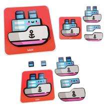 Quebra Cabeça Infantil De Madeira E Encaixe Educativo Navio - Babebi Quebra Cabeça Infantil De Madeira E Encaixe Educativo Navio - Babebi