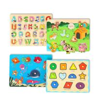 Quebra-cabeça infantil de madeira GRINNIE 4 PCS Brinquedo didático de 3 a 5 anos Quebra-cabeça infantil de madeira GRINNIE 4 PCS Brinquedo didático de 3 a 5 anos