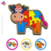 Quebra cabeça Infantil de madeira - Vaca Brinquedo Educativo