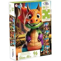 Quebra-Cabeça Infantil Dino Mix 96 Peças 4 em 1 Pais e Filhos