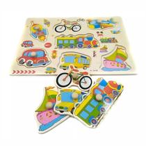 Quebra Cabeça Infantil Dony Toys Veículos Educativo Madeira Com Pino Quebra Cabeça Infantil Dony Toys Veículos Educativo Madeira Com Pino