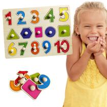 Quebra-Cabeça Infantil Encaixe Divertido Pinos Numeros Formas