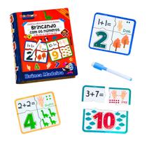 Quebra cabeça Infantil Escreva e Apague Brincando com Números Brinquedos Educativos Matemática Escolar Bate Bumbo Criança 4 anos