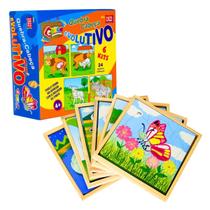 Quebra cabeça Infantil Evolutivo Evolução dos Animais e Plantas Brinquedos Educativos Pedagógico Escolar Infantil Madeira Carlu Criança 4 anos