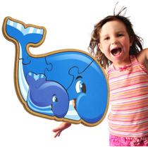 Quebra-Cabeça Infantil Família Baleia Madeira 2 Anos