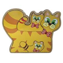 Quebra-Cabeça Infantil Família Gato Madeira