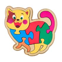 Quebra-cabeça Infantil Gato 7 peças Brinquedo Educativo MDF - Maninho - 3 anos