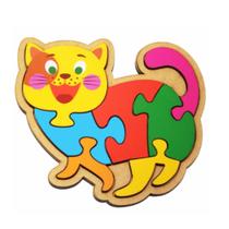 Quebra-Cabeça Infantil Gato Brinquedo Educativo em MDF