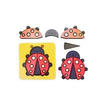 Quebra Cabeça Infantil Madeira 4 Partes Joaninha Babebi