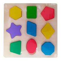 Quebra Cabeça Infantil Madeira Formas Geométricas 9 Pçs Quebra Cabeça Infantil Madeira Formas Geométricas 9 Pçs