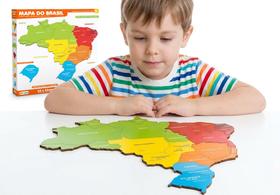 Quebra Cabeça Infantil Mapa do Brasil Brinquedo Educativo Grande 26 Peças em MDF Quebra Cabeça Infantil Mapa do Brasil Brinquedo Educativo Grande 26 Peças em MDF
