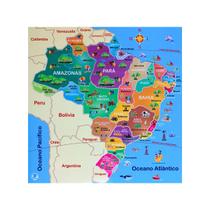 Quebra cabeça Infantil Mapa Estados do Brasil Brinquedos Educativos Pedagógico Escolar MDF Simque 7 anos