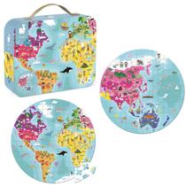 Quebra-Cabeça Infantil Mapa Mundi Dupla Face Com 208 Peças Didáticas Quebra-Cabeça Infantil Mapa Mundi Dupla Face Com 208 Peças Didáticas