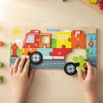 Quebra Cabeça Infantil Mdf 3d Animais Transporte Tabuleiro Encaixe Montessori Diversão Criança