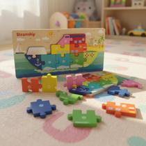 Quebra Cabeça Infantil Mdf 3d Animais Transporte Tabuleiro Encaixe Montessori Diversão Criança