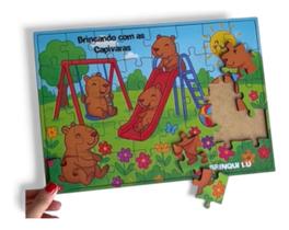 Quebra Cabeça Infantil Mdf 40 Peças Capivaras Divertidas Quebra Cabeça Infantil Mdf 40 Peças Capivaras Divertidas