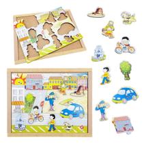 Quebra-cabeça Infantil Mdf Cidade Com Pinos 10 Peças Educa Quebra-cabeça Infantil Mdf Cidade Com Pinos 10 Peças Educa