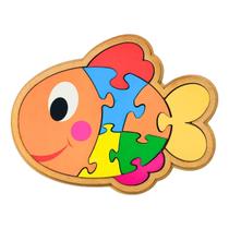 Quebra cabeça Infantil Peixe 8 peças Brinquedo Educativo Madeira Maninho 3 anos