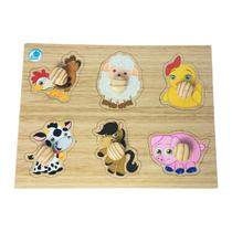 Quebra-cabeça Infantil Pinão Animais da Fazenda Brinquedo Educativo MDF - Simque - 2 anos
