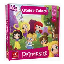 Quebra-Cabeça Infantil Princesas 48 Peças Brinquedo Madeira - Brincadeira de Criança