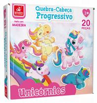 Quebra Cabeça Infantil Progressivo Unicórnios 20 Peças - Brincadeira de Criança