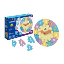 Quebra-Cabeça Infantil Relógio Aprendendo as Horas Brinquedo Pedagógico Inclusivo TDAH Madeira - Xalingo - 5 anos