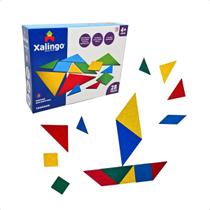 Quebra-cabeça Infantil Tangram 28 peças Brinquedo Educativo Madeira - Xalingo - 4 anos