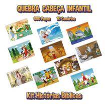 Quebra Cabeça Infantil Tema Bíblico Kit C/10 - 600 Peças / 60 Cada - Akikola