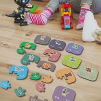 Quebra Cabeça Jogo Didático MDF com Sílabas para Alfabetização