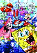 Quebra-Cabeça Jogo Infantil Bob Esponja 64 Peças MDF 18x26