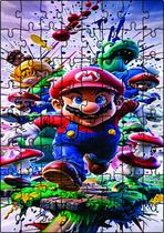 Quebra-Cabeça Jogo Infantil Mario 64 Peças MDF 18x26