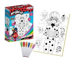 Quebra-Cabeça Ladybug Miraculous Colorir 30 Peças Em Mdf - Xalingo