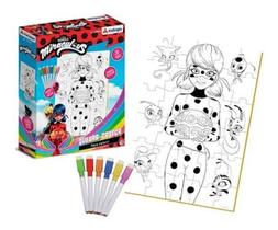 Quebra-Cabeça Ladybug Miraculous Colorir 30 Peças Em Mdf