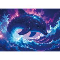 Quebra-cabeça Lamplig 1000 peças Glitter Dolphin Purple Wave