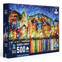 Quebra-cabeça Leonid Afremov - Cidade à noite no Porto - 500 peças - Game Office