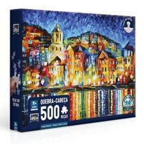 Quebra Cabeça Leonid Afremov Cidade Noite Porto 500 Peças Game Office