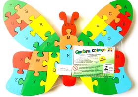 Quebra Cabeça Letras Infantil 3d Madeira Alfabeto Borboleta - Toy Mix
