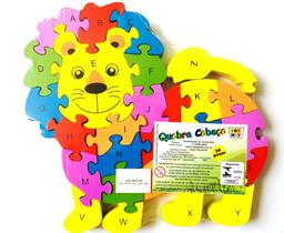 Quebra Cabeça Letras Infantil 3d Madeira Alfabeto Leão - Toy Mix