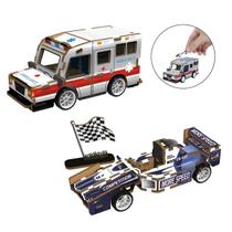 Quebra Cabeça Madeira 3D Ambulância Carro Formula 1 Sortidos Quebra Cabeça Madeira 3D Ambulância Carro Formula 1 Sortidos