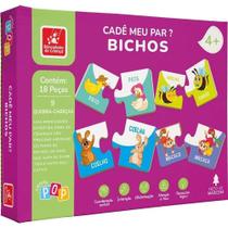 Quebra-cabeça Madeira Cadê Meu Par Bichos 18 Peças Educativo Quebra-cabeça Madeira Cadê Meu Par Bichos 18 Peças Educativo
