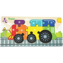QUEBRA-CABEÇA Madeira TREM 1 Base com 10 Peças em MDF 3D