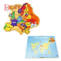Quebra-Cabeça Mapa da Europa Brinquedo Educativo