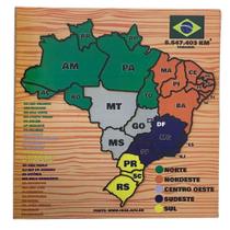Quebra-Cabeça Mapa Do Brasil Brinquedo Educativo Em Mdf