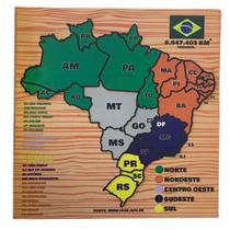 Quebra-Cabeça Mapa do Brasil Brinquedo Educativo em MDF
