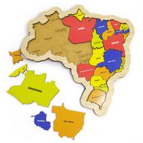 Quebra-Cabeça Mapa do Brasil Educativo com Regiões Estados e Capitais - Mia Gato Brinquedos