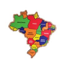 Quebra-Cabeça Mapa do Brasil em MDF Educativo 26 Peças - Smactudo