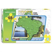 Quebra Cabeça Mapa Do Brasil Infantil 108 Peças Concentração Percepção Visual 42cm x 28cm 4 Anos Nig Brinquedos - 0282 Quebra Cabeça Mapa Do Brasil Infantil 108 Peças Concentração Percepção Visual 42cm x 28cm 4 Anos Nig Brinquedos - 0282