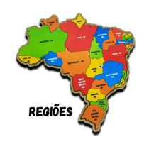 Quebra Cabeça Mapa do Brasil Infantil em Madeira por Regiões