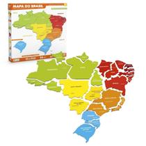 Quebra Cabeça Mapa Do Brasil, Junges, Estados e Capitais, 26 Peças Em Madeira, Educativo Escolar