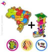 Quebra Cabeça Mapa do Brasil Regiões + Torre Inteligente